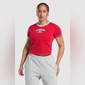 GYMSHARK Women’s XL Team GS Baby Tee Carmine Red- NWT